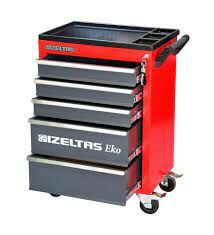 ECO MOBİL 5 ÇEKMECELİ TAKIM DOLABI KIRMIZI GÖVDE - GRİ ÇEKMECE