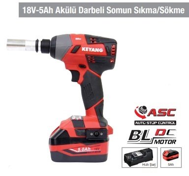 18V-5Ah Akülü Darbeli Somun Sıkma/Sökme