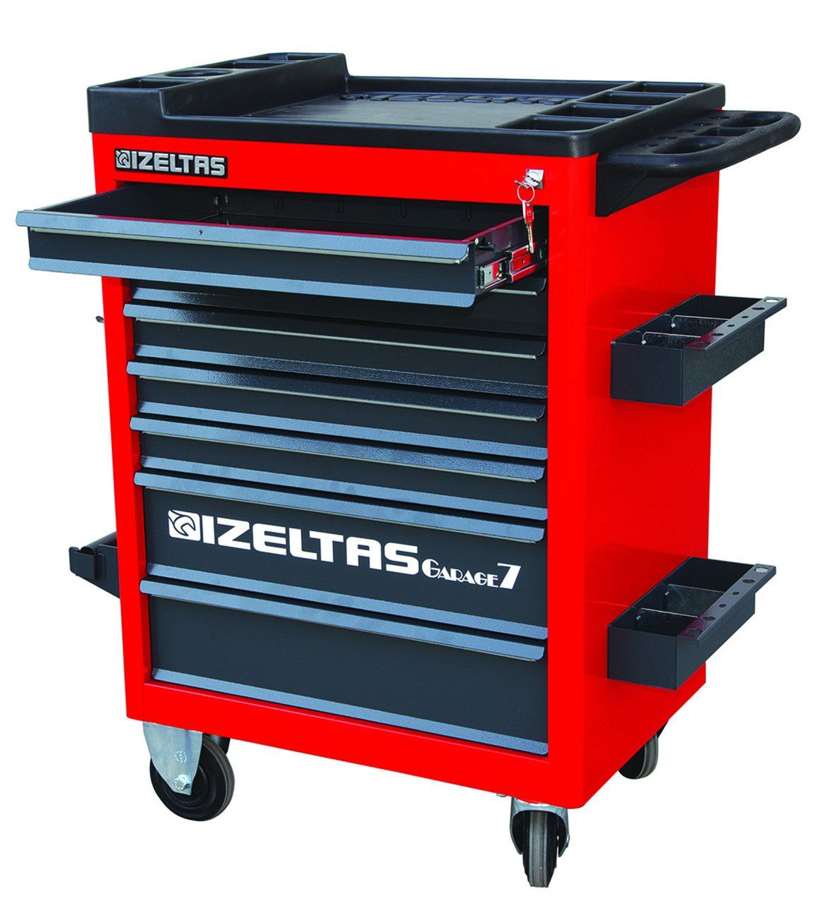 GARAGE MOBİL 6 ÇEKMECELİ TAKIM DOLABI KIRMIZI GÖVDE - GRİ ÇEKMECE